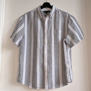Banana Republic Striped Short Sleeve Linen Shirt